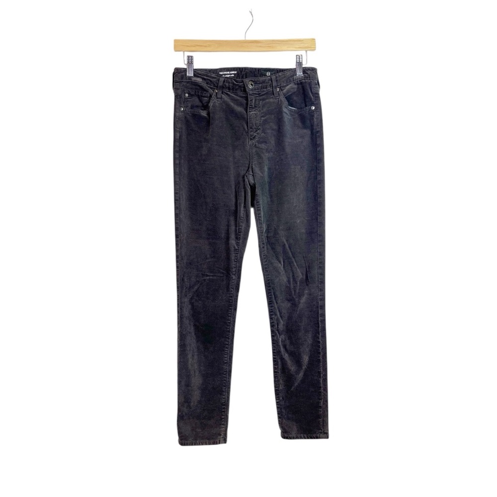 AG Adriano Goldschmied Gray The Stevie Ankle Slim Straight Ankle Velvet Pants 27